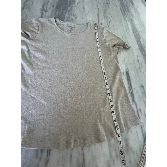 By Chico’s 2= Woman Size 12 Oatmeal Cotton Knit Top Tee Shirt Short Sleeve Basic - Picture 6 of 8